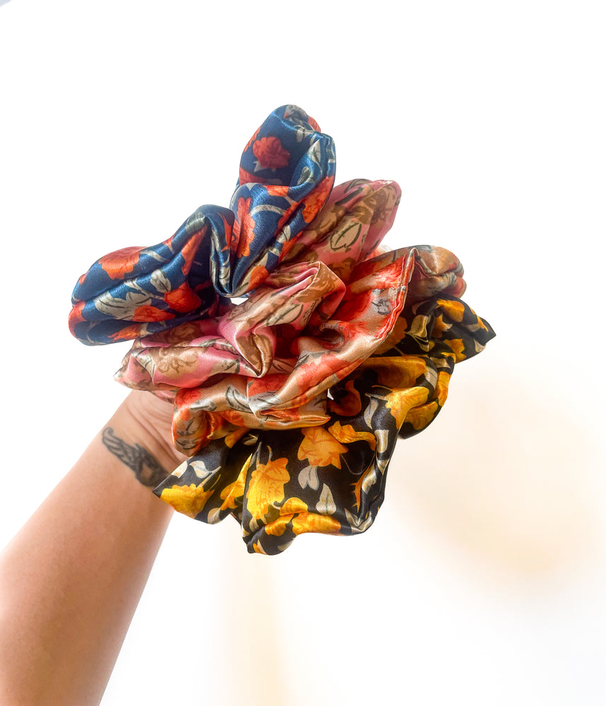 Floral Satin Giant Hair Scrunchie