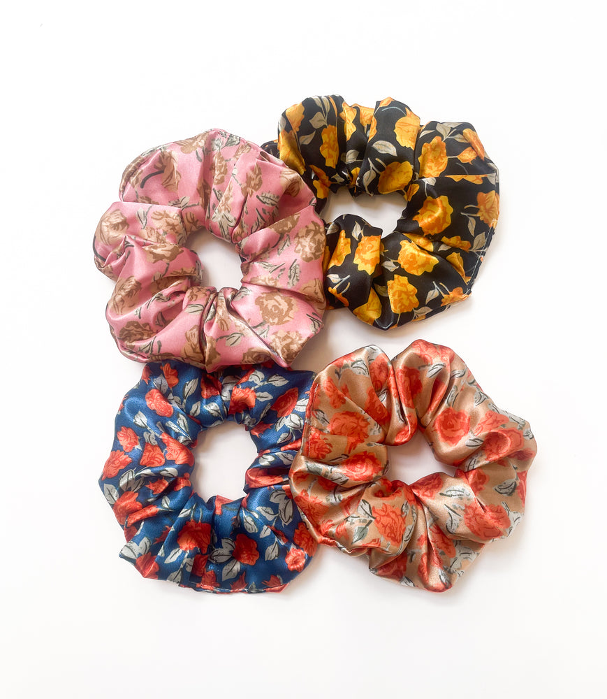 Floral Satin Giant Hair Scrunchie