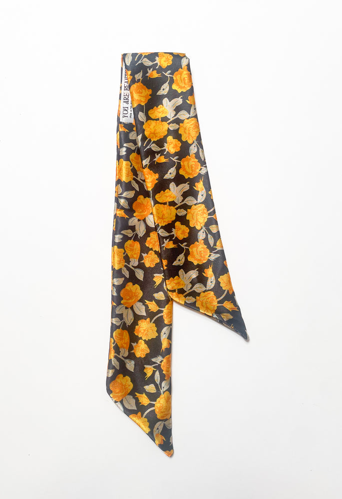 Floral Satin Hair Ribbon / Bow Scarf