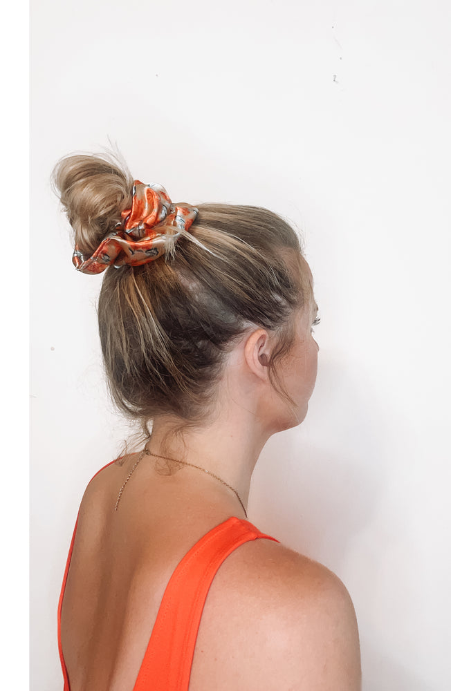 Floral Satin Giant Hair Scrunchie