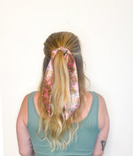 Floral Satin Hair Ribbon / Bow Scarf