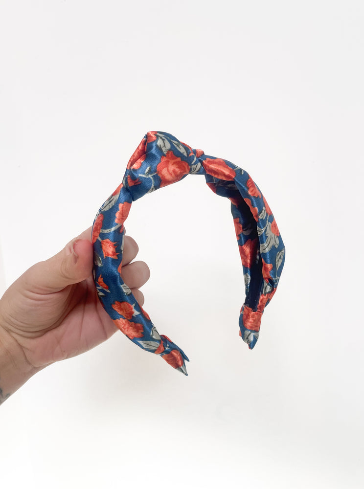 Floral Satin Top Knot Headband - Summer Print