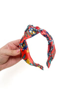 Satin Top knot Headband - Tropical Red