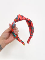 Satin Top knot Headband - Tropical Red