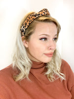 Top Knot Headband - Cheetah Print Satin