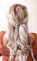 Hair Ribbon / Neck Tie - Black White Gingham