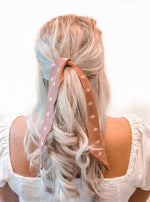 Hair Ribbon / Neck Tie -  Mauve Diamond Print