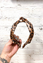 Top Knot Headband - Cheetah Print Satin